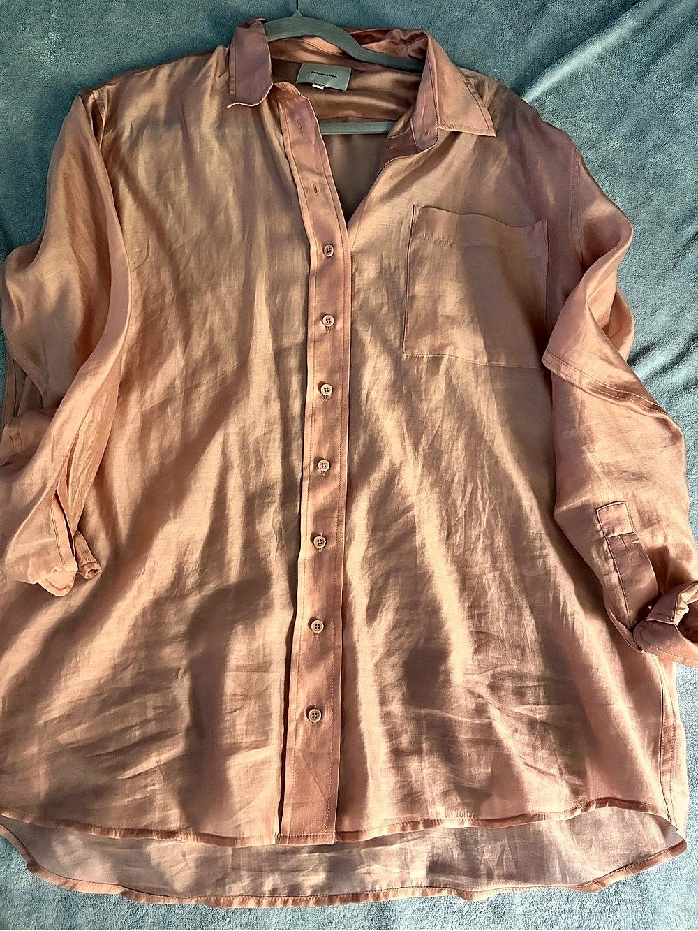 Reformation Eli Oversized Shirt Button-Down Pink Medium